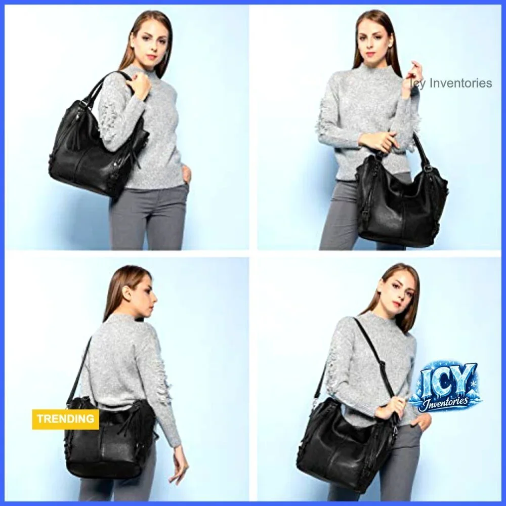 PU Leather Hobo Shoulder Bag Large Tote with Adjustable Strap